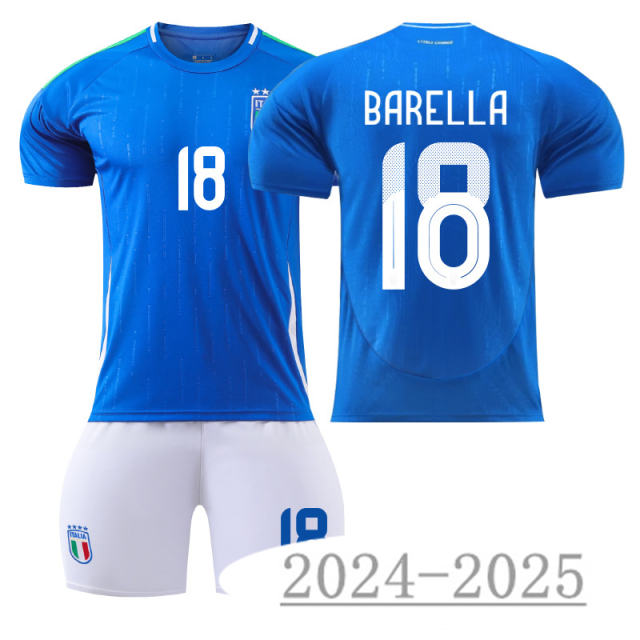 2024 UEFA Italy National Soccer Jersey Dimarco Home Football Fan Apparel PQ-IT555