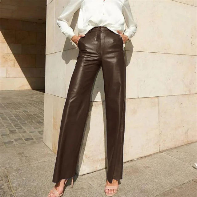 Woman Faux Leather Pencil Pants DS PU Trousers Steampunk Leggings PQK8005