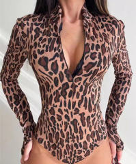 Leopard Print Teddy Lingerie Woman Wholesale Sexy Bodysuit PQ15748