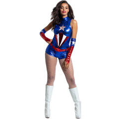 Captain America Fancy Dress Super Hero Bodysuit Superhero Halloween Costume PQ19339