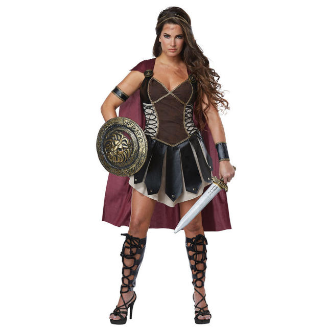 Halloween Gladiator Uniform Spartan Mythical God Fancy Dress Goddess Costume PQ18721