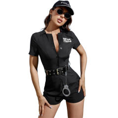 Halloween Police Woman Costume Carnival Bodysuit Cop Cosplay Outfits PQ22925