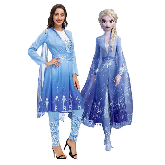 Halloween Elsa Cosplay Costume  Frozen 2 Fancy Dress Snow Princess Uniform PQ2027