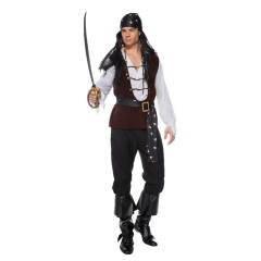 Halloween Caribbean Pirate Costume Carnival Death Gost Outfit PQ8731