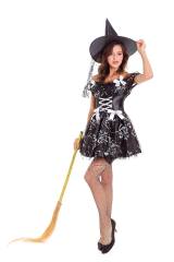 Halloween Sorceress Costume Woman Witch Outfit Carnival Stage Fancy Dress PQ7045