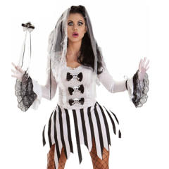 Halloween White Hell Ghost Bride Corpse Dress Zombie Dress Vampire Uniform PQ8169