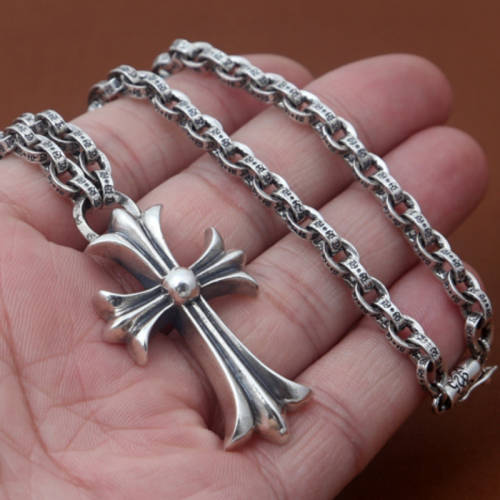 Cross Pendant Necklaces 925 Sterling Silver Paper chain Links Antique Vintage Gothic Punk Hip-hop Handmade Designer Fine Jewelry Accessories Gifts For Men Women