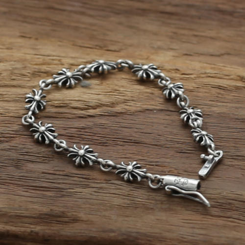 925 sterling silver crosses link chain bracelets American European antique designer jewelry bracelets stylish punk style