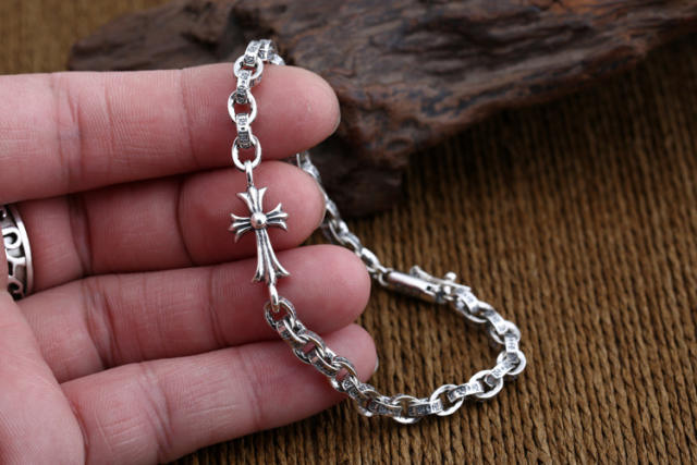 5mm Paper Chain Bracelets 925 Sterling Silver 20 cm Links Crosses Antique Gothic Punk Vintage Handmade Chains Bracelets Jewelry Accessories Gifts