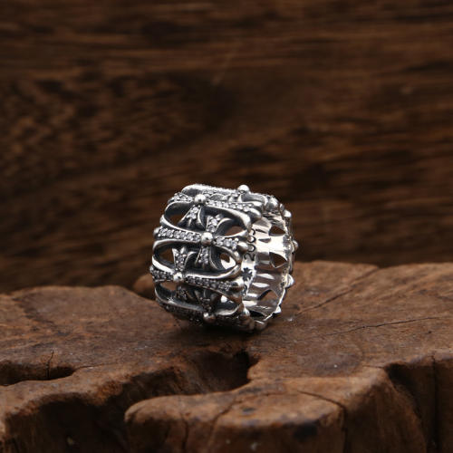 925 sterling silver crosses handmade vintage band rings with stones American European gothic punk style antique silver designer jewelry men's women's rings
