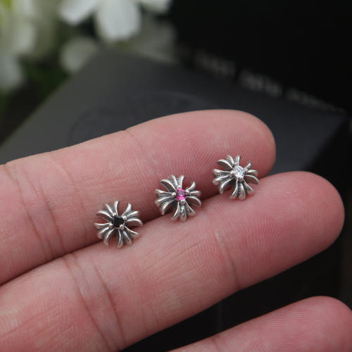 925 sterling silver handmade vintage stud earrings with stones American European gothic punk style antique silver designer jewelry crosses and stars earrings for women