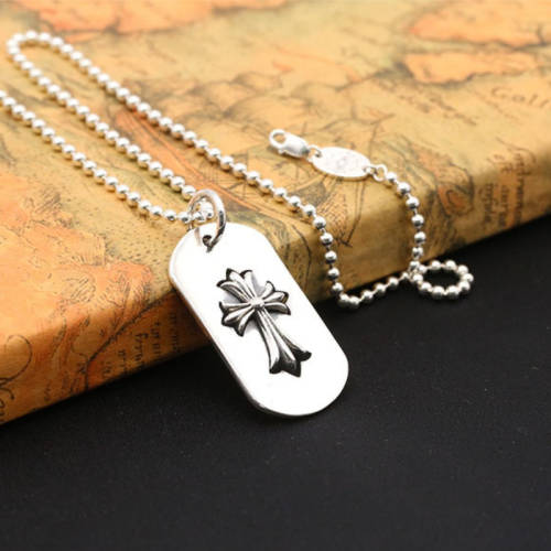Cross Badge Pendant Necklaces 925 Sterling Silver Ball chain Vintage Gothic Punk Hip-hop fashion Timeless Jewelry Accessories Gifts For Men Women 50 55 cm