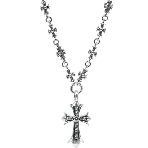 Gothic vintage style 925 sterling silver handmade necklace luxury jewelry American European antique silver designer cross pendant necklaces