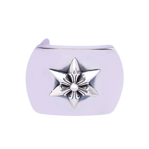 925 sterling silver handmade six-pointed star belt buckles American European antique silver gothic punk style designer Fashion accessories