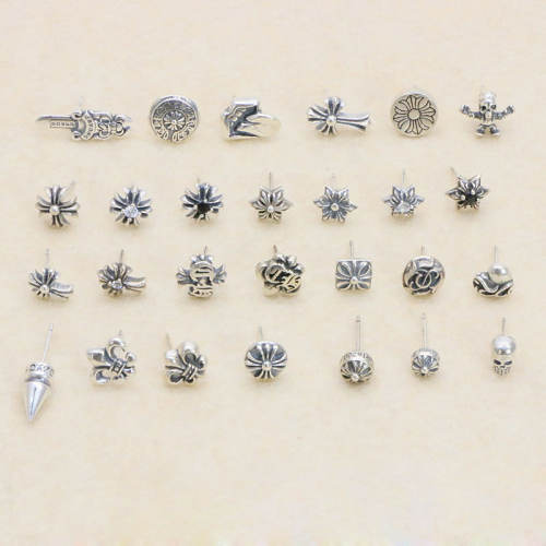 925 sterling silver crosses stud earrings American European gothic punk style antique designer luxury jewelry accessories