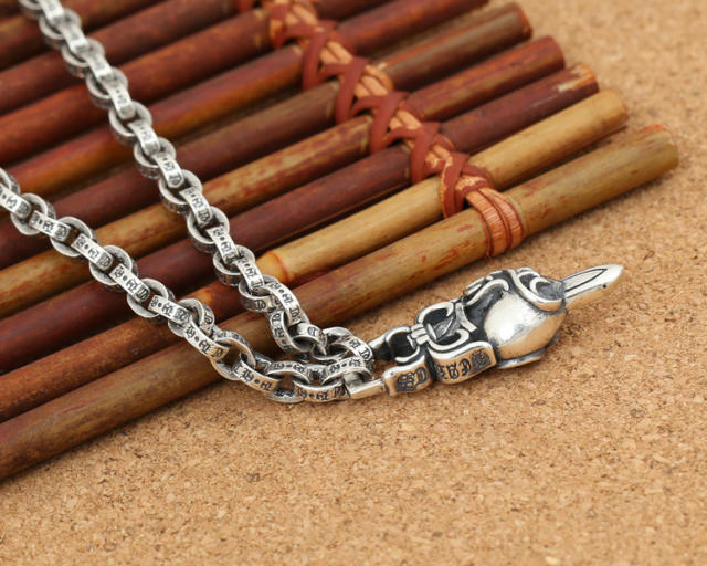 925 sterling silver sword heart pendant necklaces with paper chain American European gothic punk style antique vintage luxury jewelry accessories gifts
