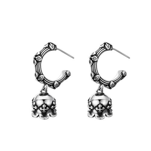 925 Sterling Silver Cross Hoop Dangle Earrings with bell Vintage Gothic Punk Hiphop Antique Designer Luxury Jewelry Accessories