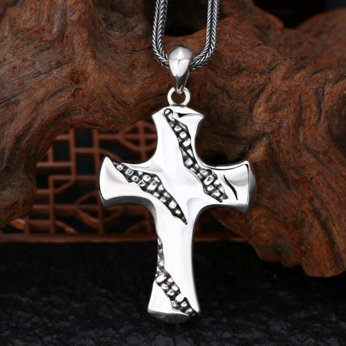 925 Sterling Silver Cross Pendant Necklaces Vintage Gothic Punk Hiphop Designer Jewelry Accessories