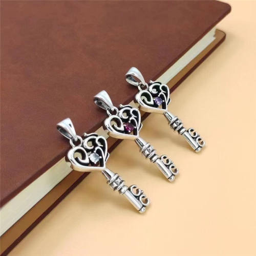 925 Sterling Silver Heart Key Pendant Necklaces Vintage Gothic Punk Hiphop Antique Designer Luxury Jewelry Accessories