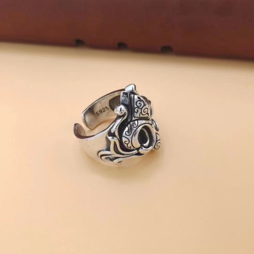 925 Sterling Silver Anchor Adjustable Band Rings Vintage Gothic Punk Antique Designer Luxury Jewelry Accessories
