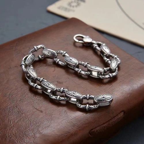 925 Sterling Silver Scroll Textured Lobster Bracelets Antique Gothic Punk Jewelry Accessories With Lobster Clasps