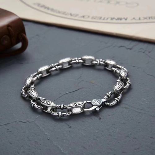 925 Sterling Silver Scroll Textured Lobster Bracelets Antique Gothic Punk Jewelry Accessories With Lobster Clasps