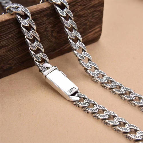925 Sterling Silver Tiger Textured Link Chain Necklaces Vintage Gothic Punk Hiphop Antique Designer Luxury Jewelry Accessories