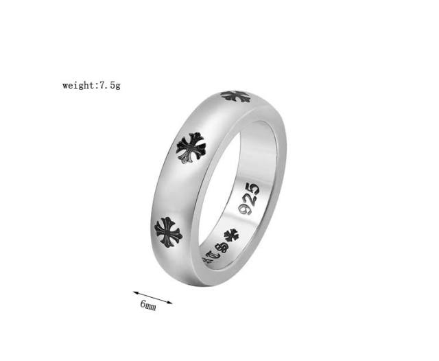 Stainless Steel Crosses Band Rings Antique Handmade Designer Gothic Punk Hip-hop Luxury Jewelry Accessories