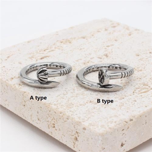 Stainless Steel Band Rings Big Crooked Nail Antique Handmade Designer Gothic Punk Hip-hop Luxury Jewelry Accessories