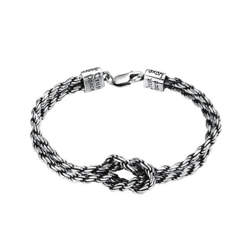 Chain Bracelets Twisted Knot 925 Sterling Silver 17 19 cm Punk antique Vintage Links Handmade Chains Lobster Clasps Fashion Luxury Jewelry Accessories Gifts For Men
