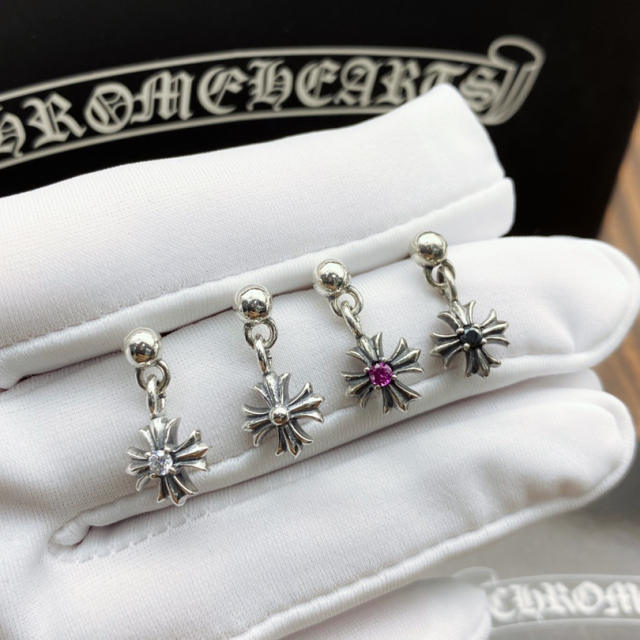 Crosses Dangle Stud Earring 925 Sterling Silver Punk Gothic Vintage Designer Luxury Jewelry Accessories