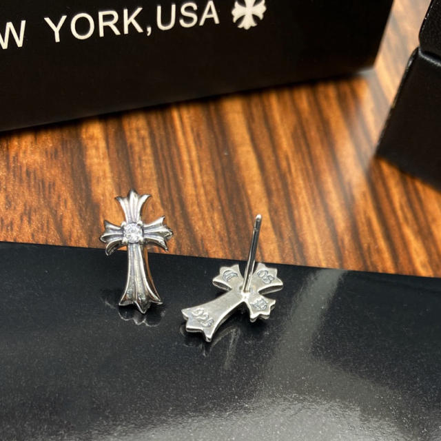 Crosses Stud Earring 925 Sterling Silver Gothic Punk Vintage Designer Luxury Jewelry Accessories Gift
