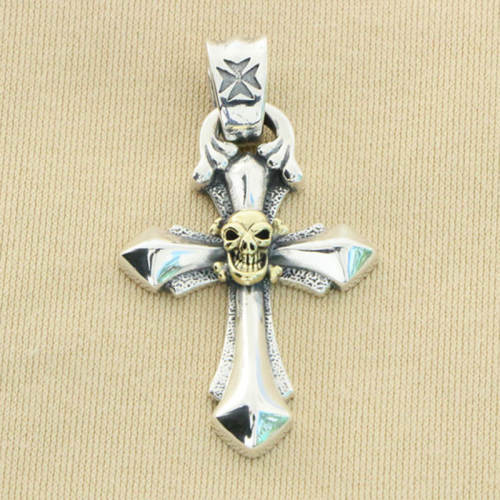 Skull Cross Pendant 925 Sterling Silver Jewelry