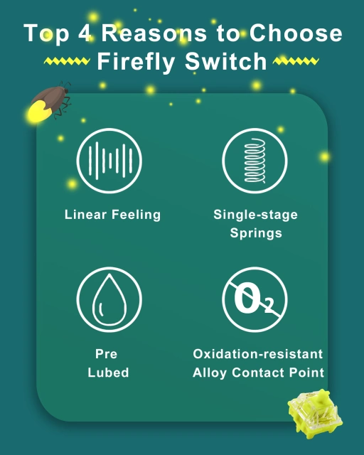 Tecsee Firefly POM Linear Switch Mechanical Keyboard Switch Custom DIY 5PIN RGB SMD Hot-Swap Switches