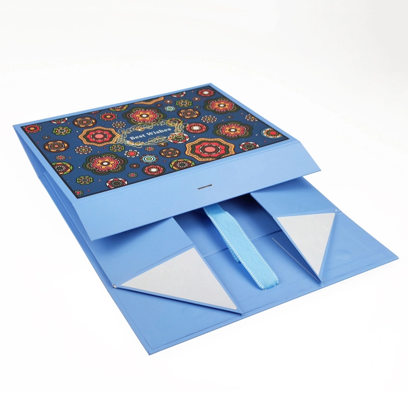 A4 Blue Magnetic Gift Box with ribbon
