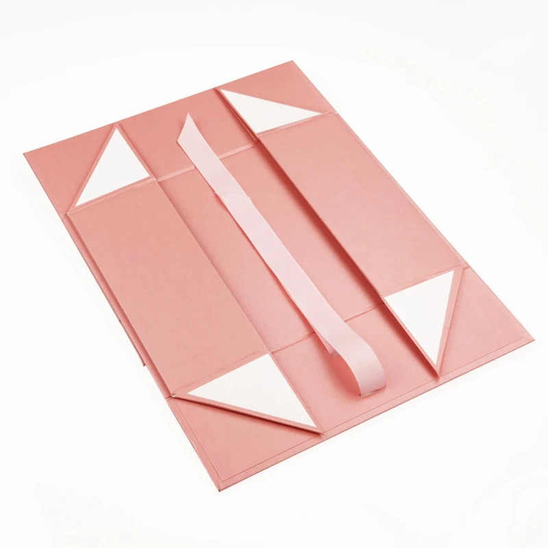 A4 Pink Magnetic Gift Box with ribbon