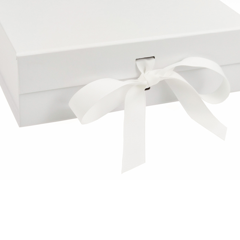 A4 White Magnetic Gift Box with ribbon