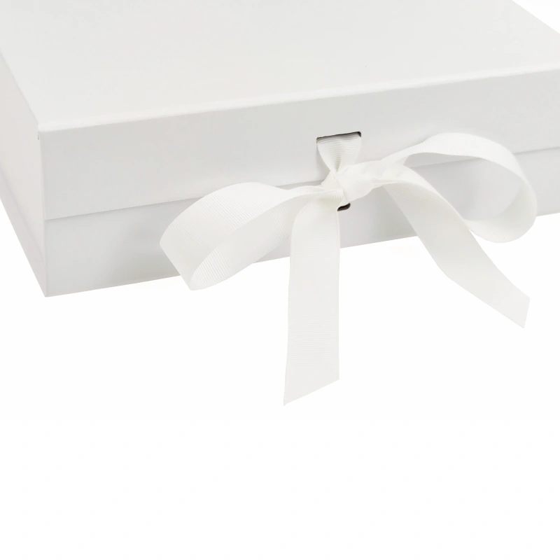 A4 White Magnetic Gift Box with ribbon