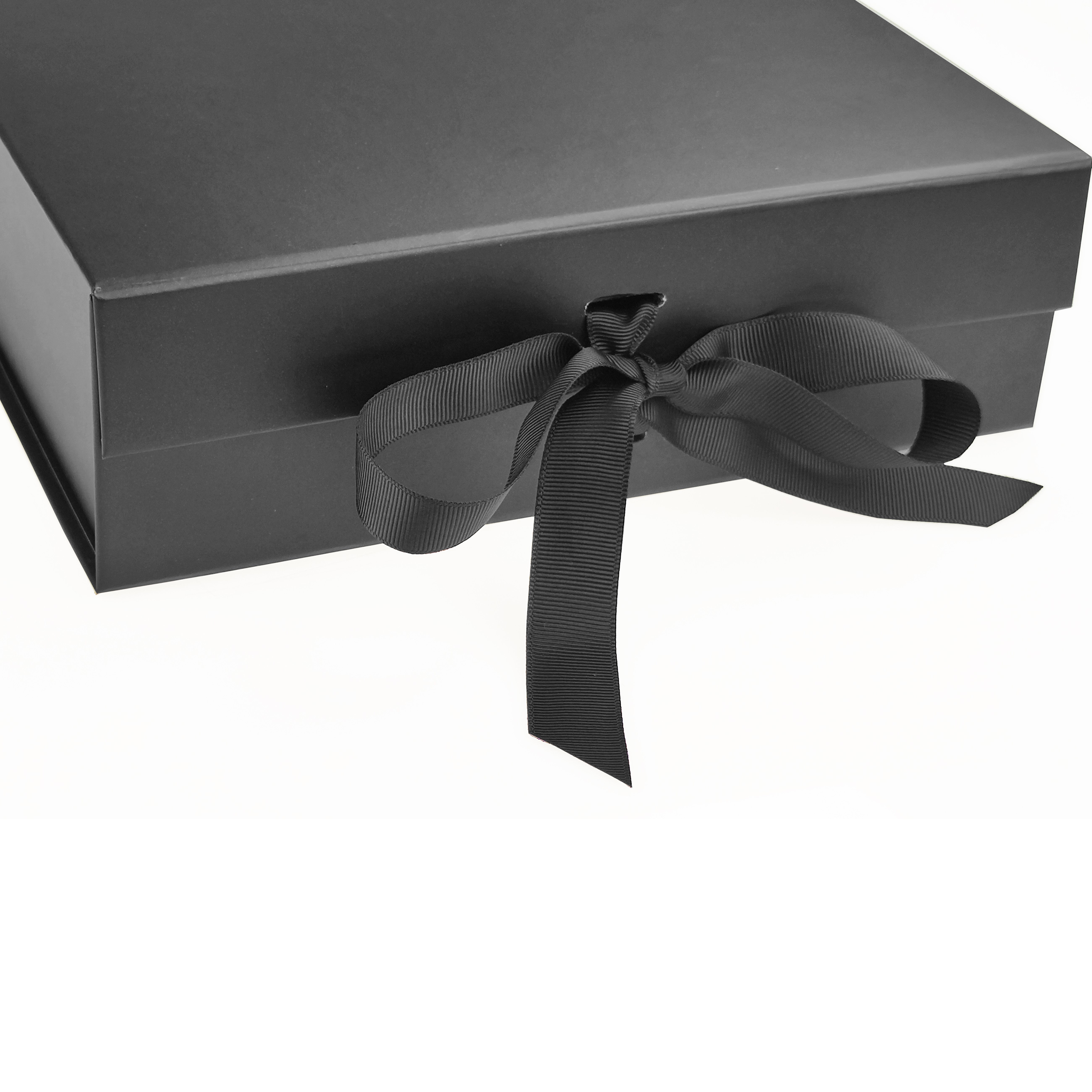 A4 Black Magnetic Gift Box with ribbon
