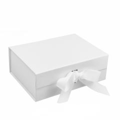 A4 White Magnetic Gift Box with ribbon