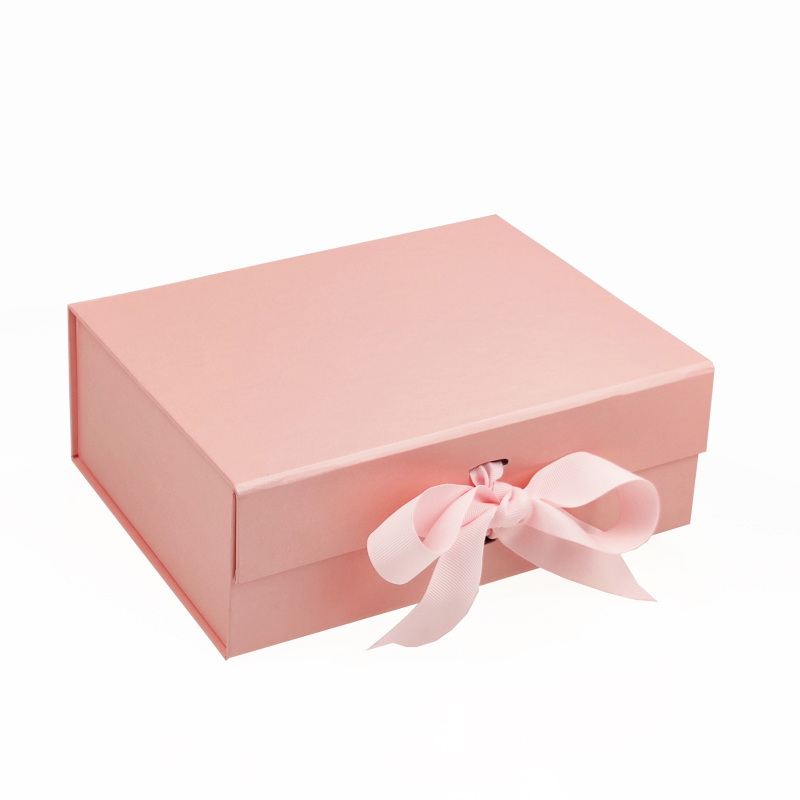 A4 Pink Magnetic Gift Box with ribbon
