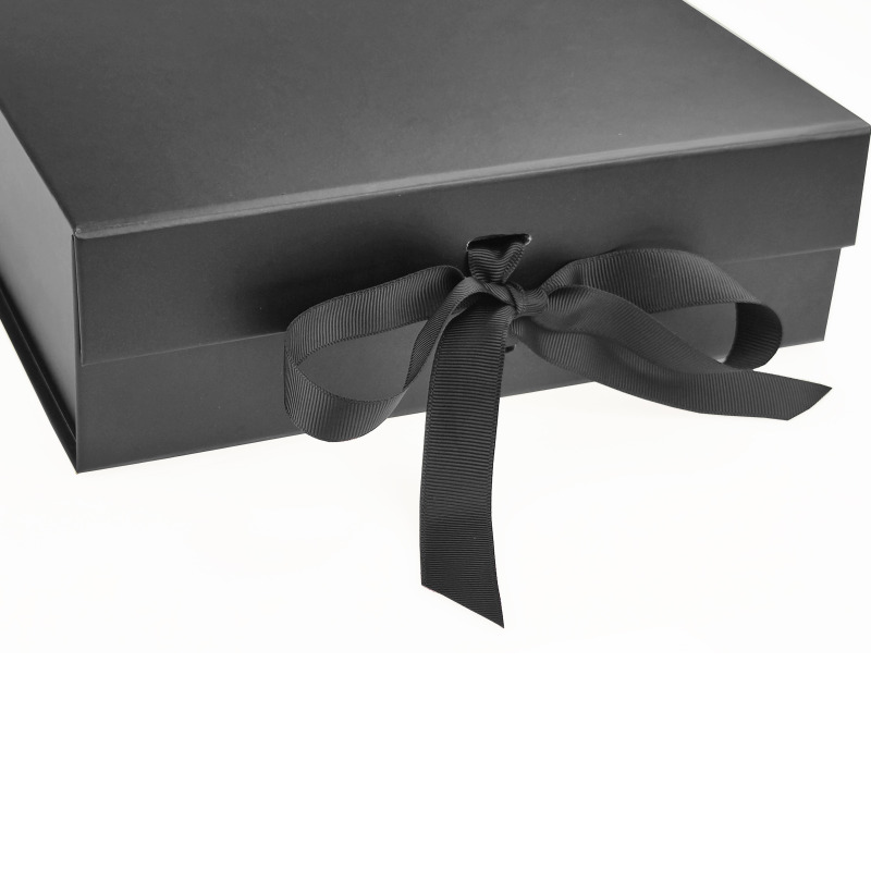 A5 Black Magnetic Gift Box with ribbon