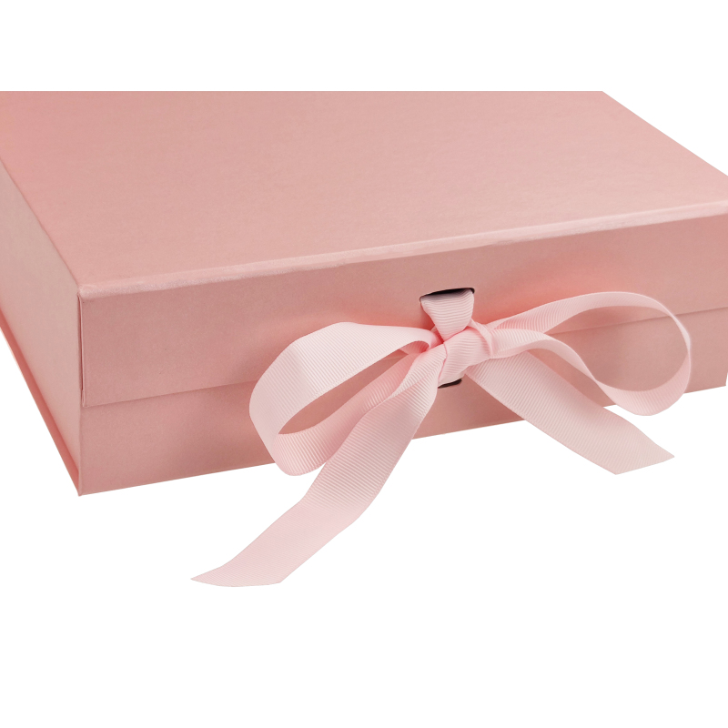 A5 Pink Magnetic Gift Box with ribbon