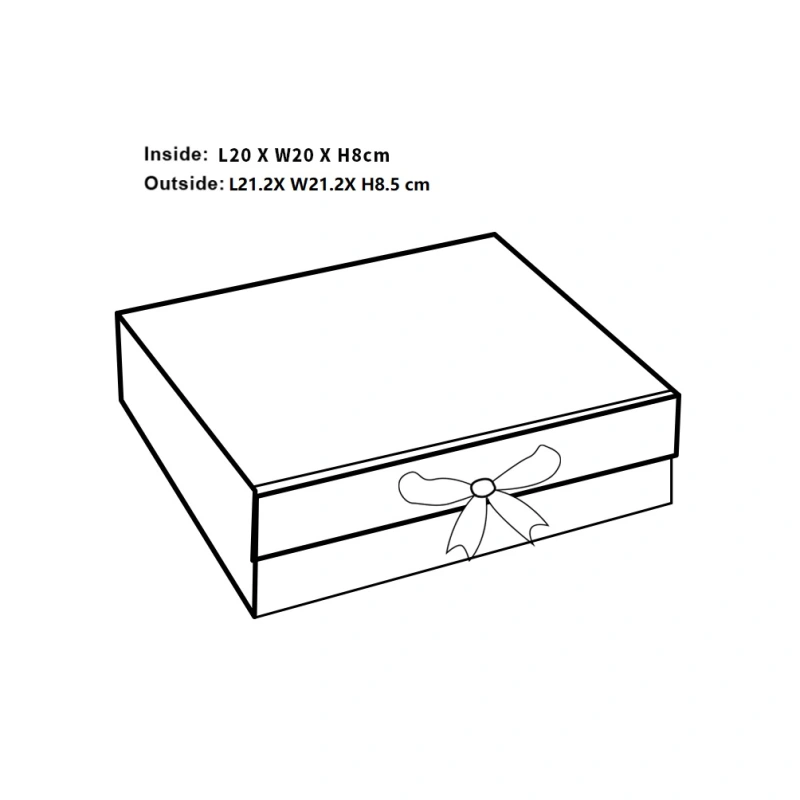 Black Medium Shallow Magnetic Gift Box with Ribbon