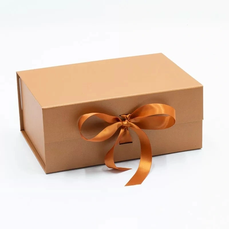 Luxury Magnetic Gift Box, Golden Large Gift Box with Ribbon