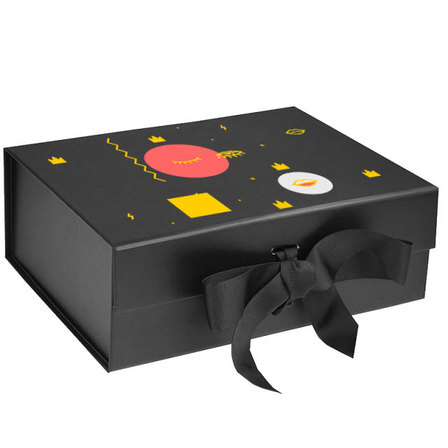 Custom logo black magnetic gift box, black magnetic gift box wholesale