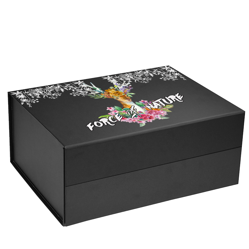 Custom logo on magnetic gift box black, black magnetic gift box wholesale