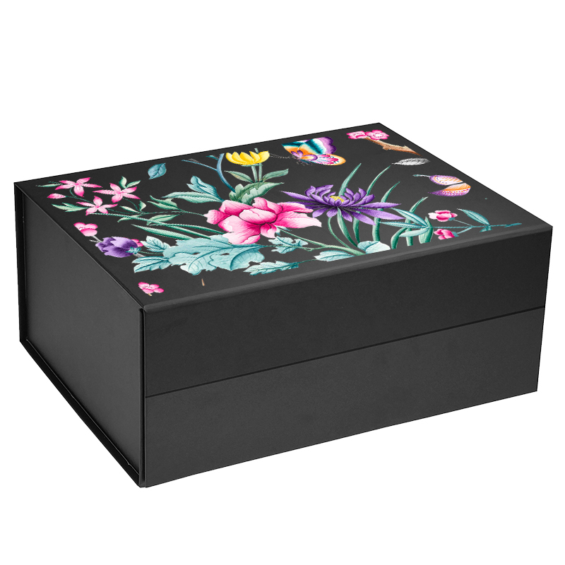 Custom logo on black magnetic gift box wholesale, custom magnetic gift boxes