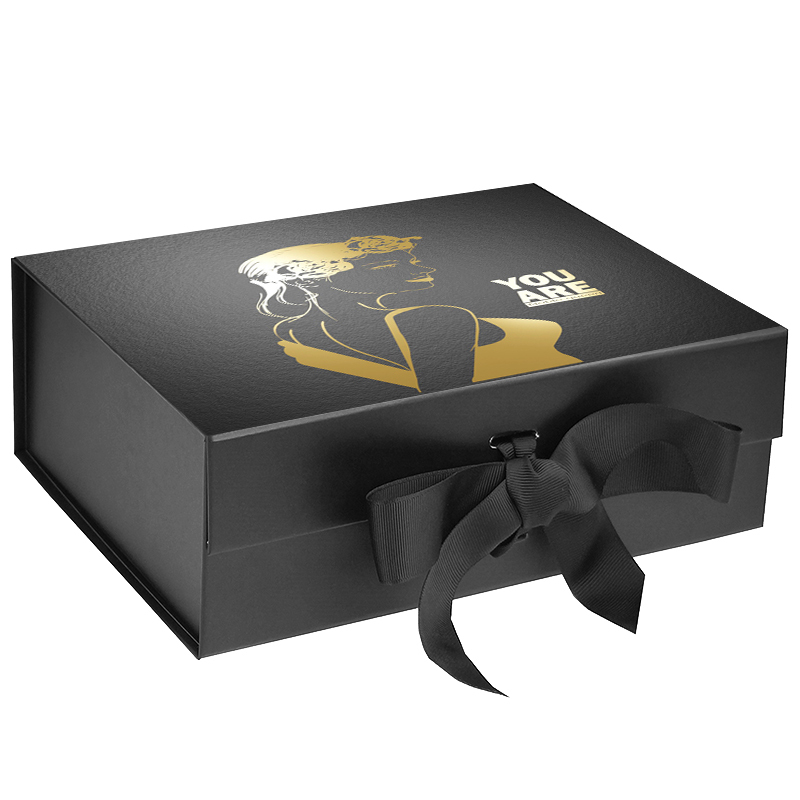 Custom logo on magnetic gift box black, custom magnetic gift boxes