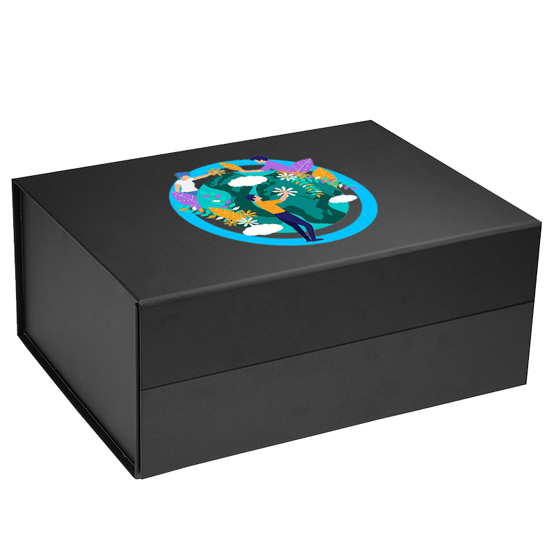 Custom logo on black magnetic gift box large, giant magnetic gift box
